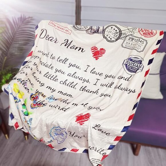 Gifts for Mom Soft Fleece Throw Blanket From DaughterSon Butterfly Letter Design - Picture 5 of 9